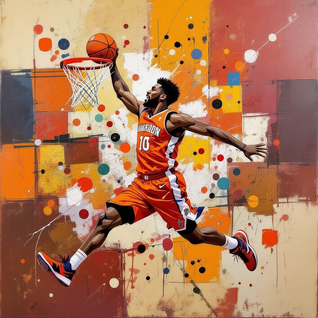 Basketball Player in Abstract Expressionist Style