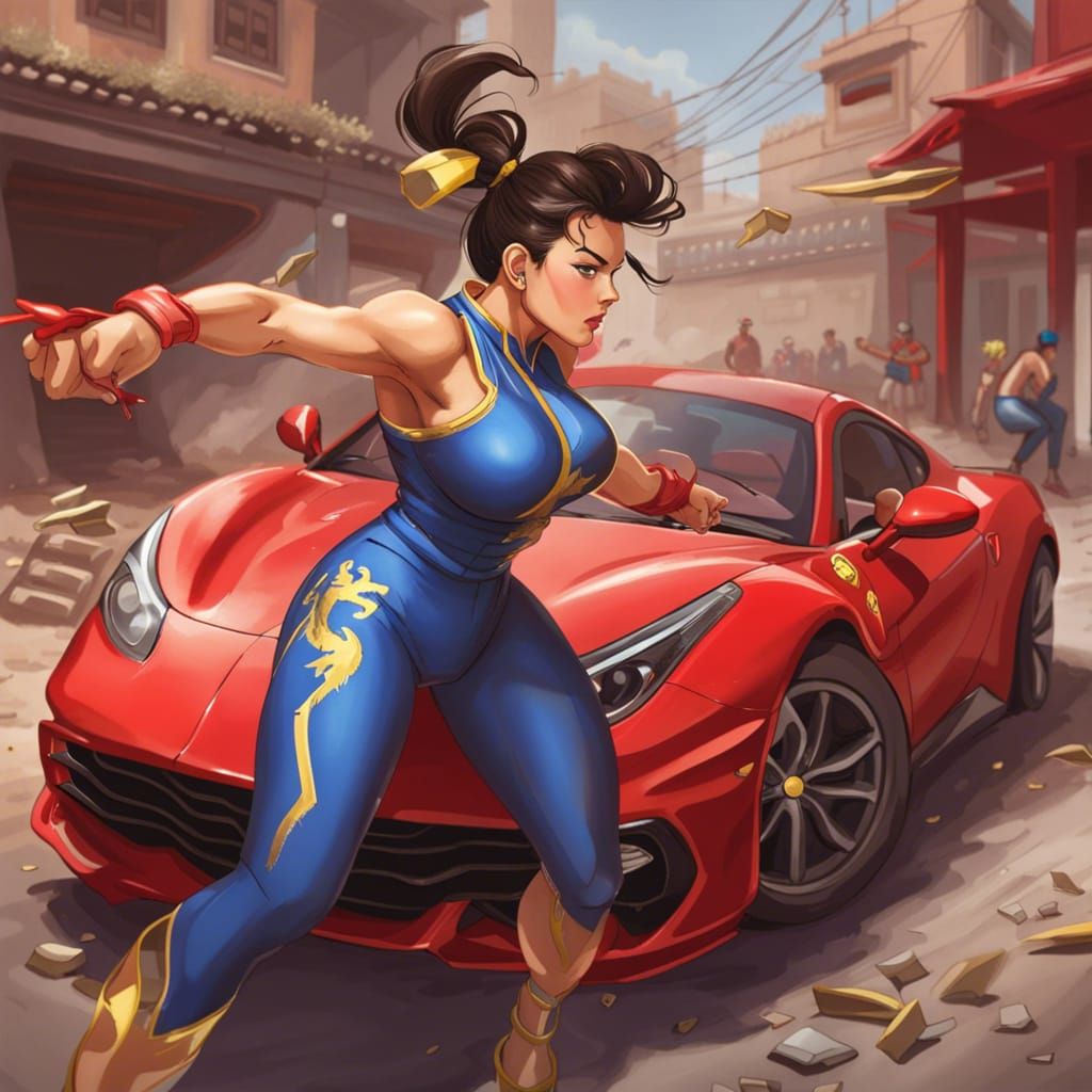 Chun Li Destroys a Ferrari