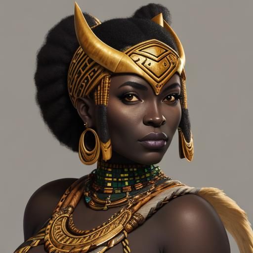 Curvy African barbarian girl portrait