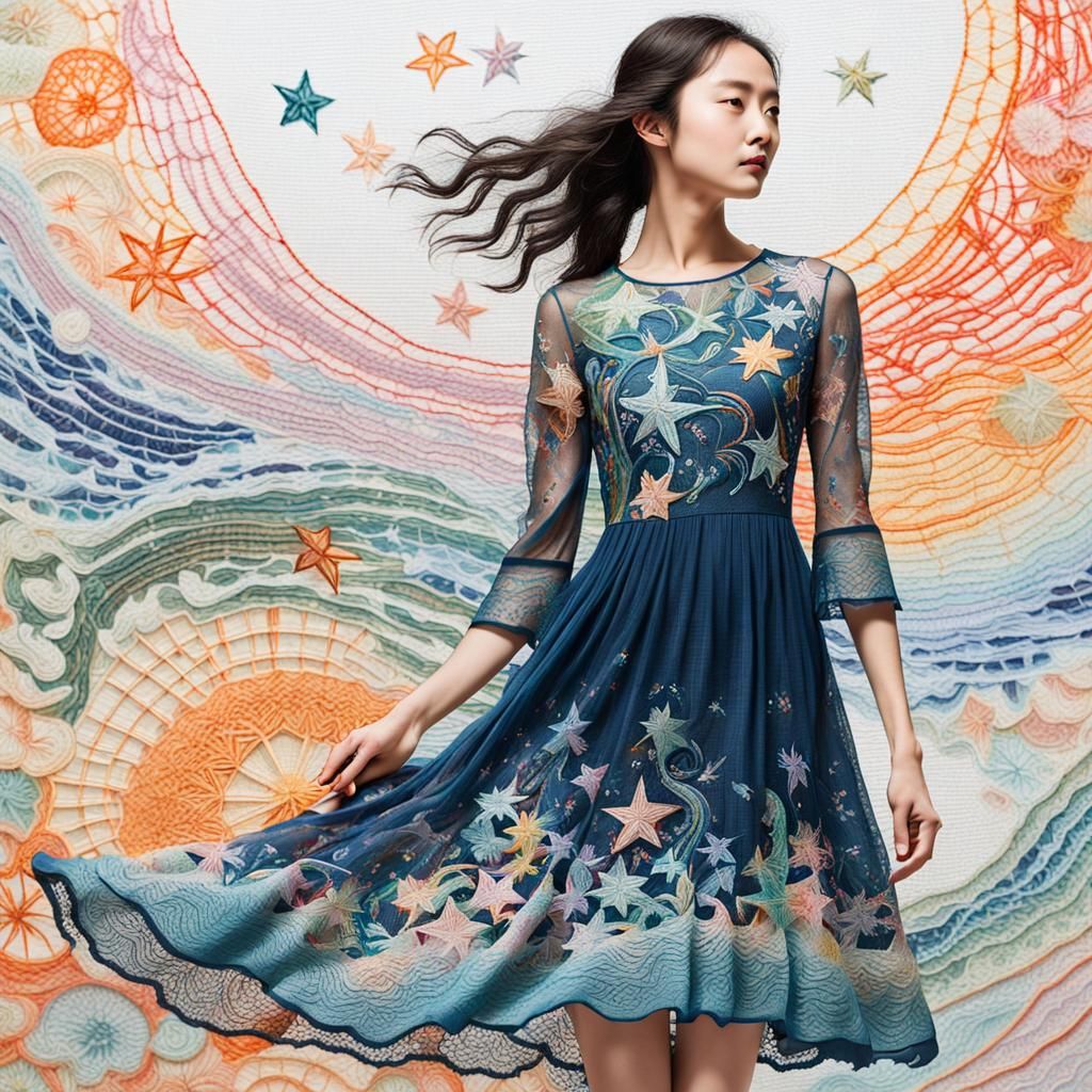 Ethereal Woman Dancing in Flowing Ink