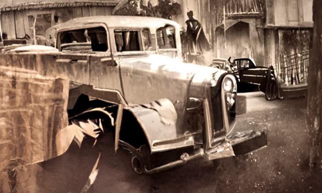 1920s Gangster Car in Gothic Film Noir Style