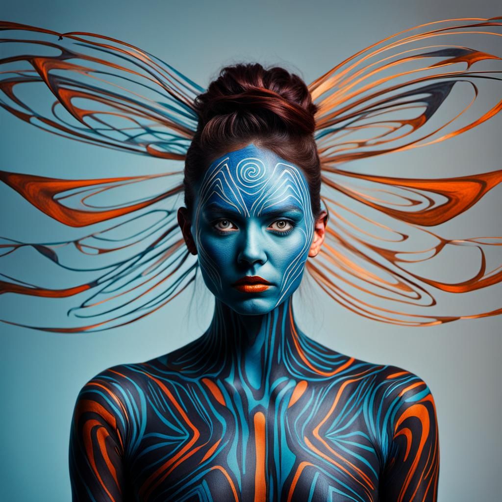 Abstract Art with Body Painting and Strobe Lighting