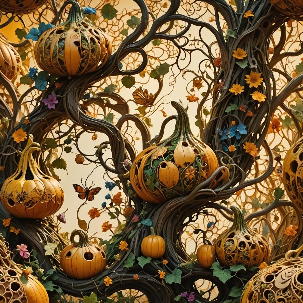 Mystical Gourds Transform in Dreamlike Film Still