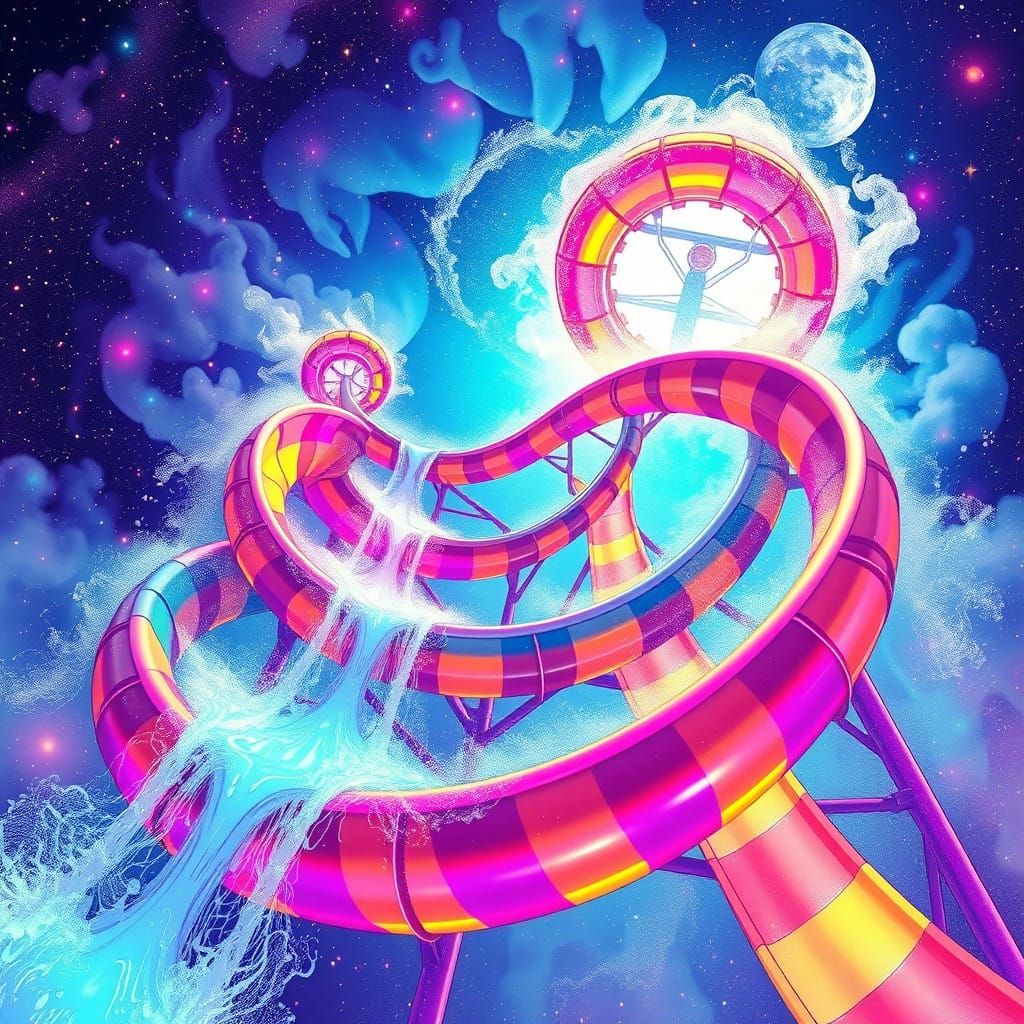 Surreal Water Park Slides Transport You to Cosmic Dreamscape