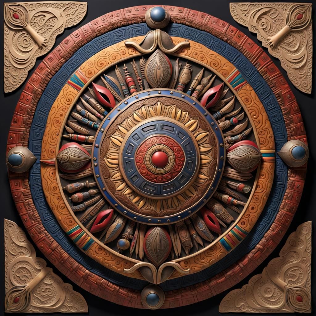 A craftednsymbolic shield that stands as a powerful represen...