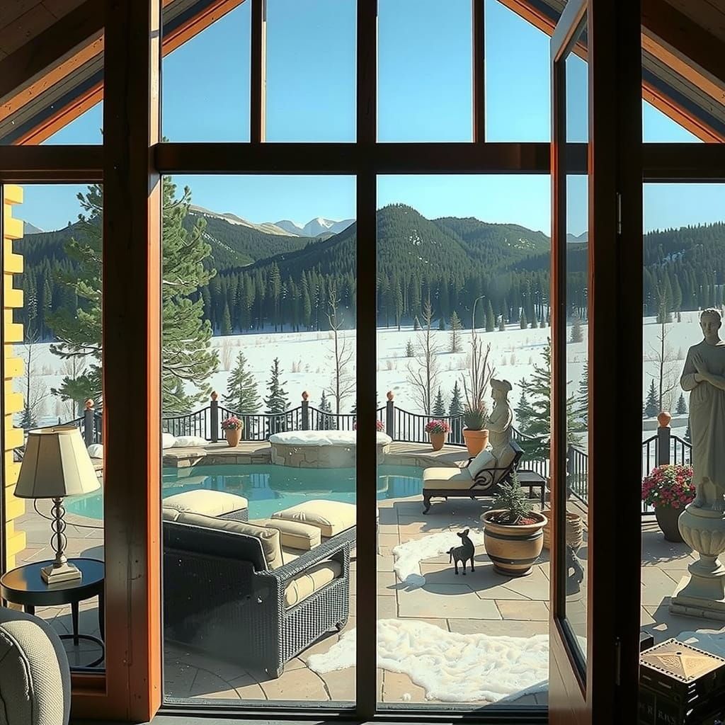 Snowy Montana Paradise with Majestic Mountains and Roaring F...