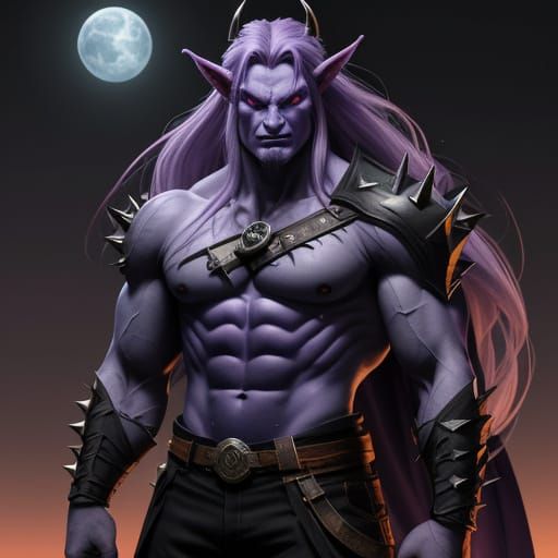 Cyberpunk-Inspired Anime Warrior with Muscular Physique and ...