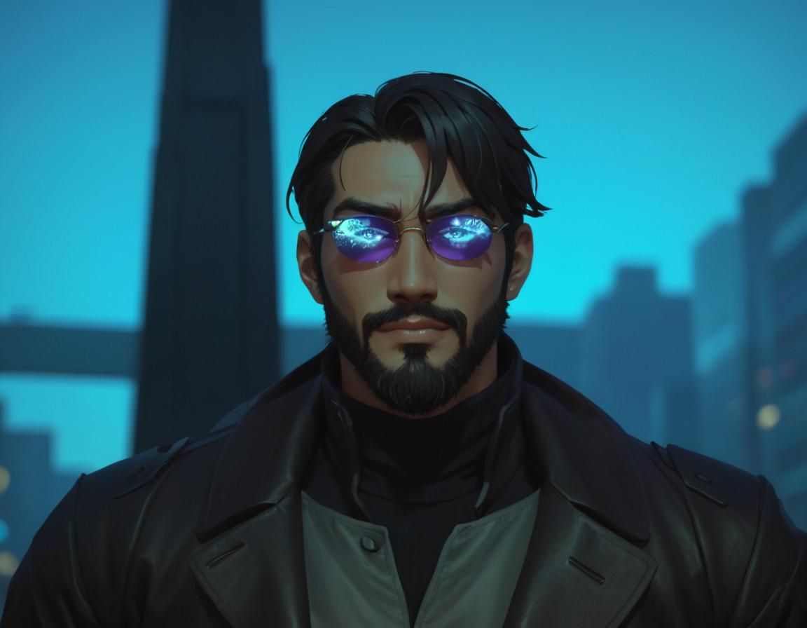 High Fashion Man in Cyberpunk Style