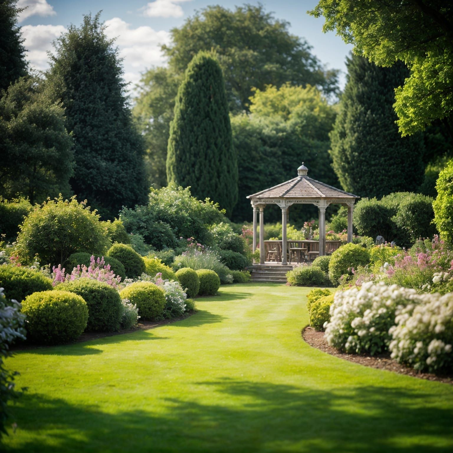 Lush English Garden in Vibrant Color