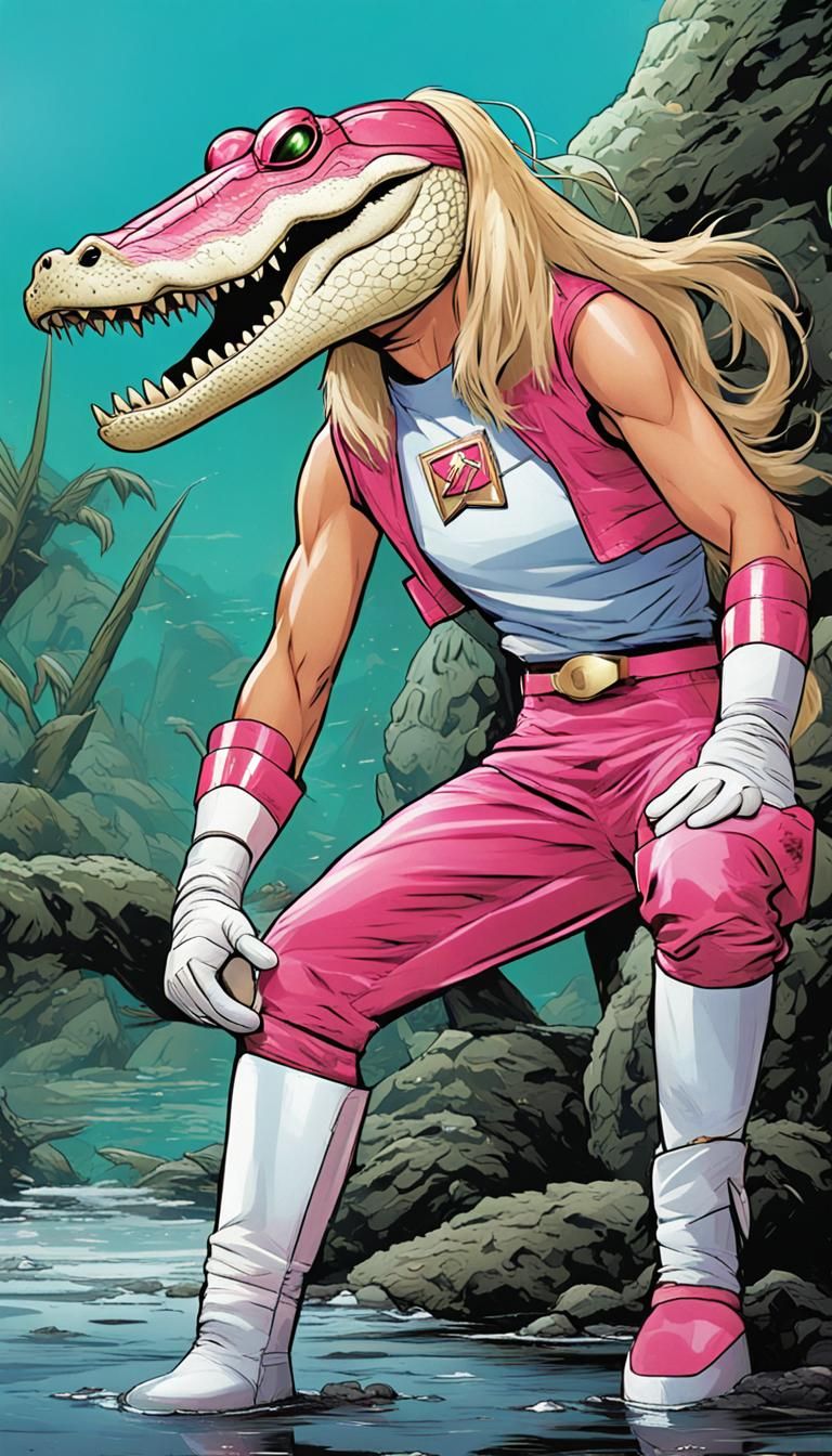 Anthro Crocodile Ready for Battle in Comic Art