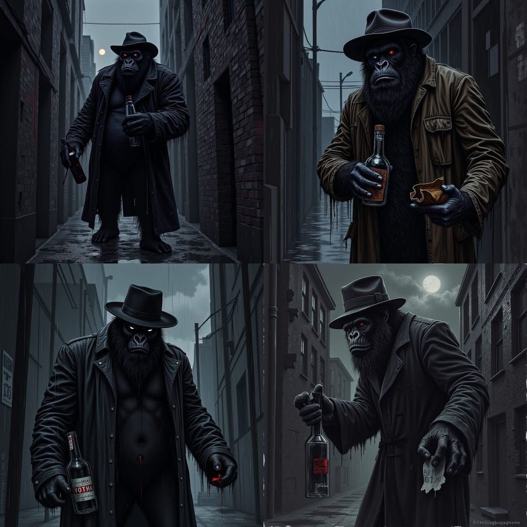 Gritty Gorilla in a Dark Alleyway Scene