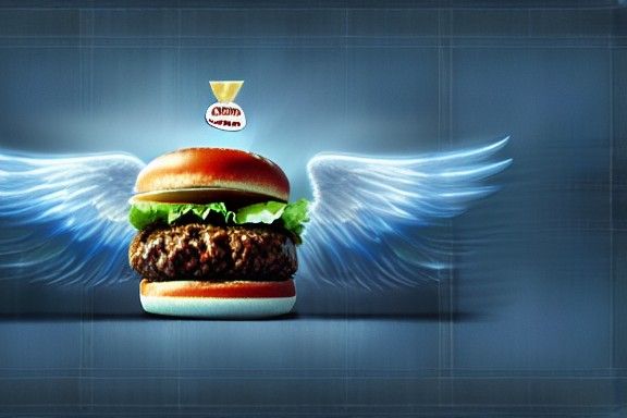 Hamburger with Angel Wings Matte Painting