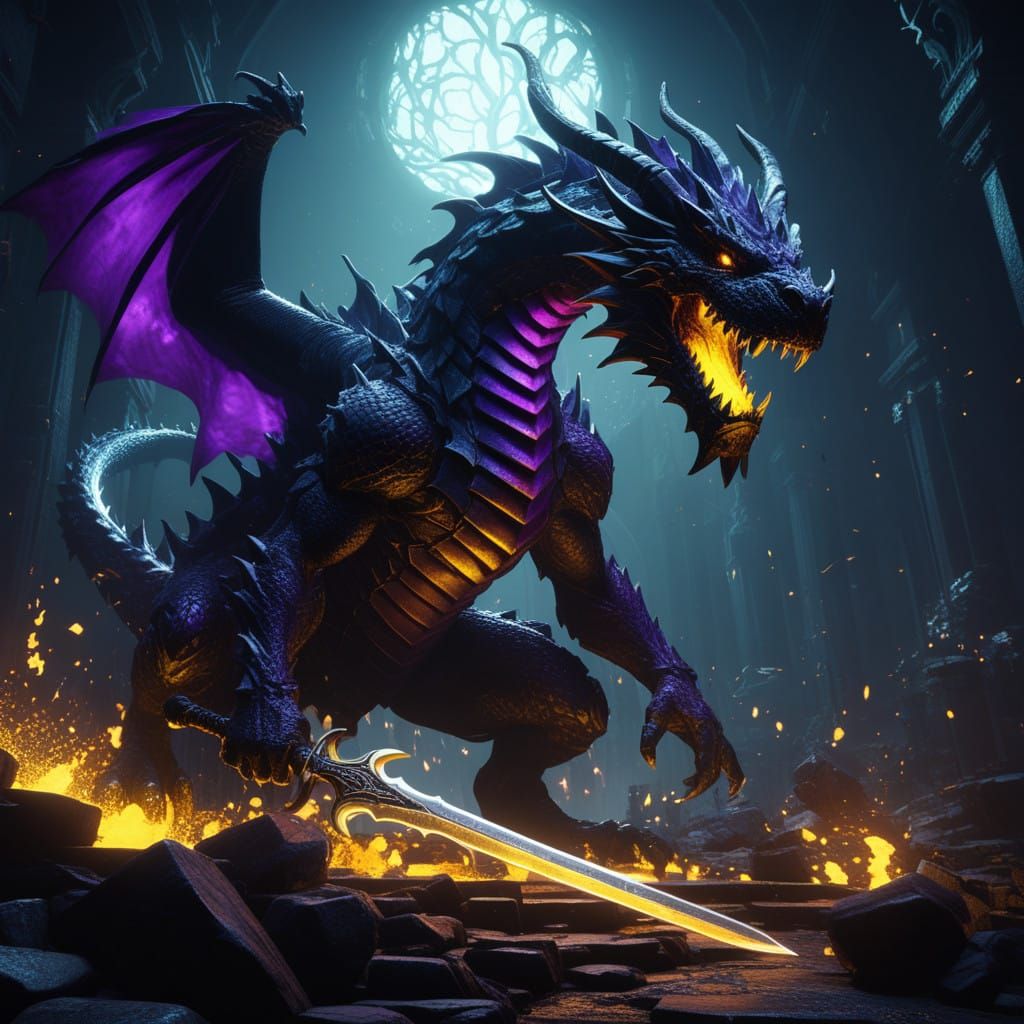 Epic Dragon Slaying in Dark Fantasy Art