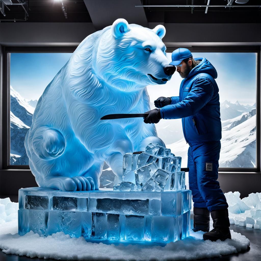Incomplete Ice Bear Sculpture in Ice Hotel