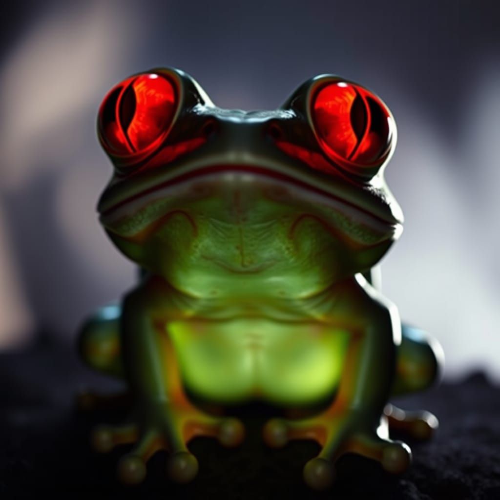 Creepy Cute Alien Frog with Glowing Eyes