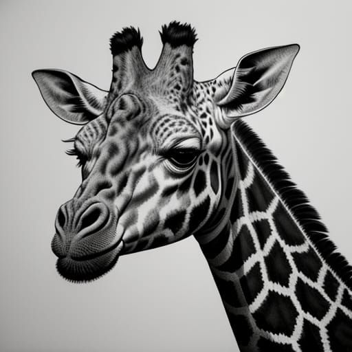 Hyperdetailed Charcoal Drawing of a Giraffe