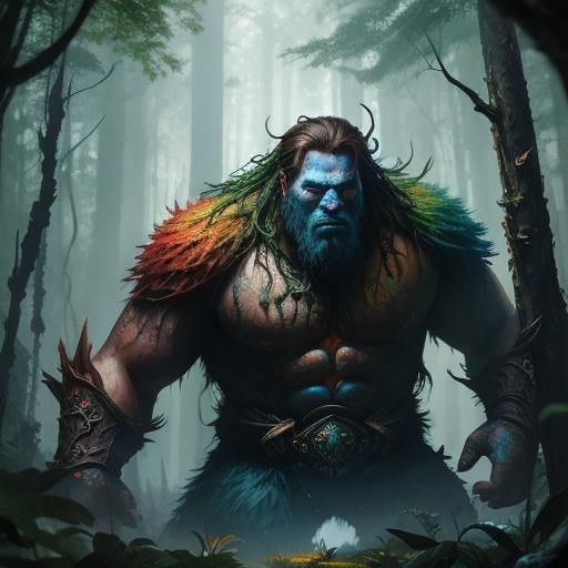 Hyperrealistic Forest of Giants: Splash Art Concept