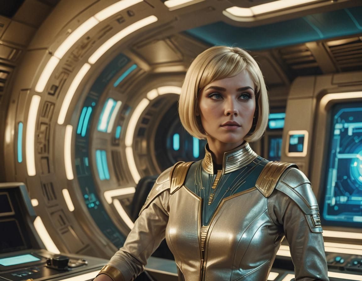 Galaxina in Retro Sci-Fi Control Room