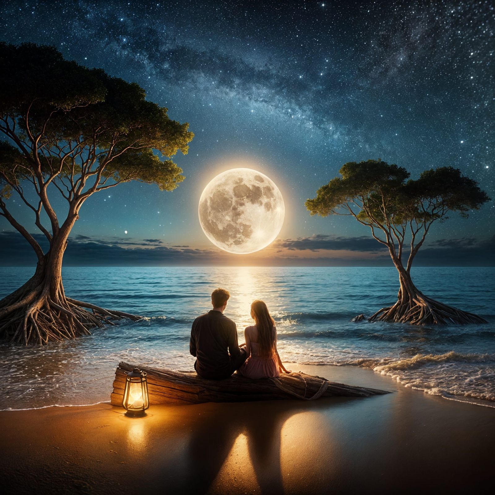 Romantic Summer Night by the Sea