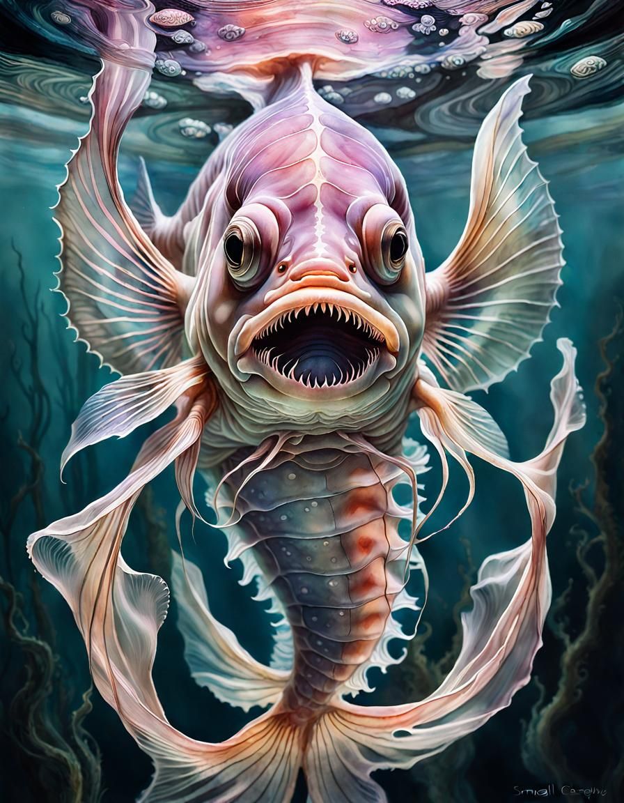 Translucent Ghost Fish: A Watercolor Nightmare