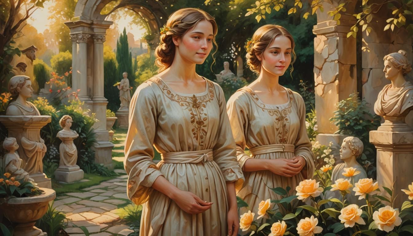 Renaissance Garden: Woman in Golden Light