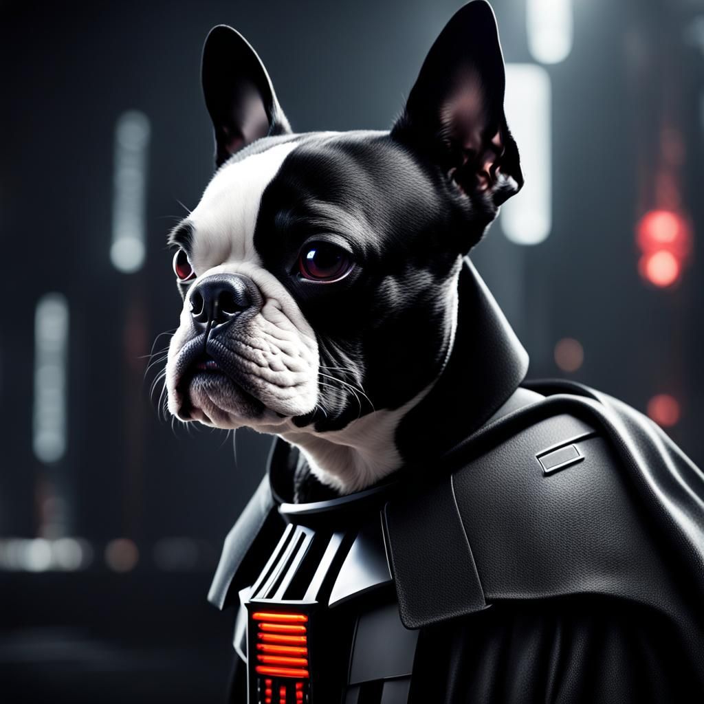 Boston Terrier as Darth Vader: Detailed Matte Painting