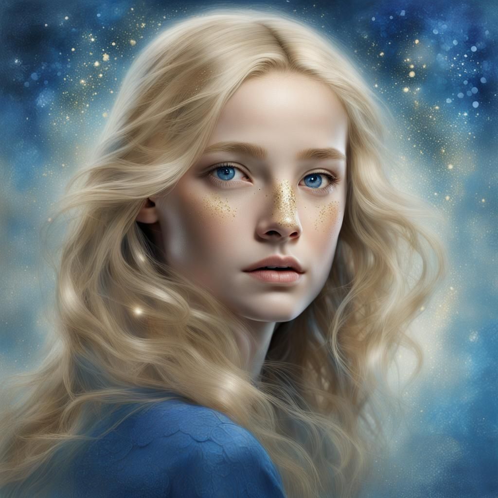 Blond Woman with Blue Eyes: Fantasy Portrait