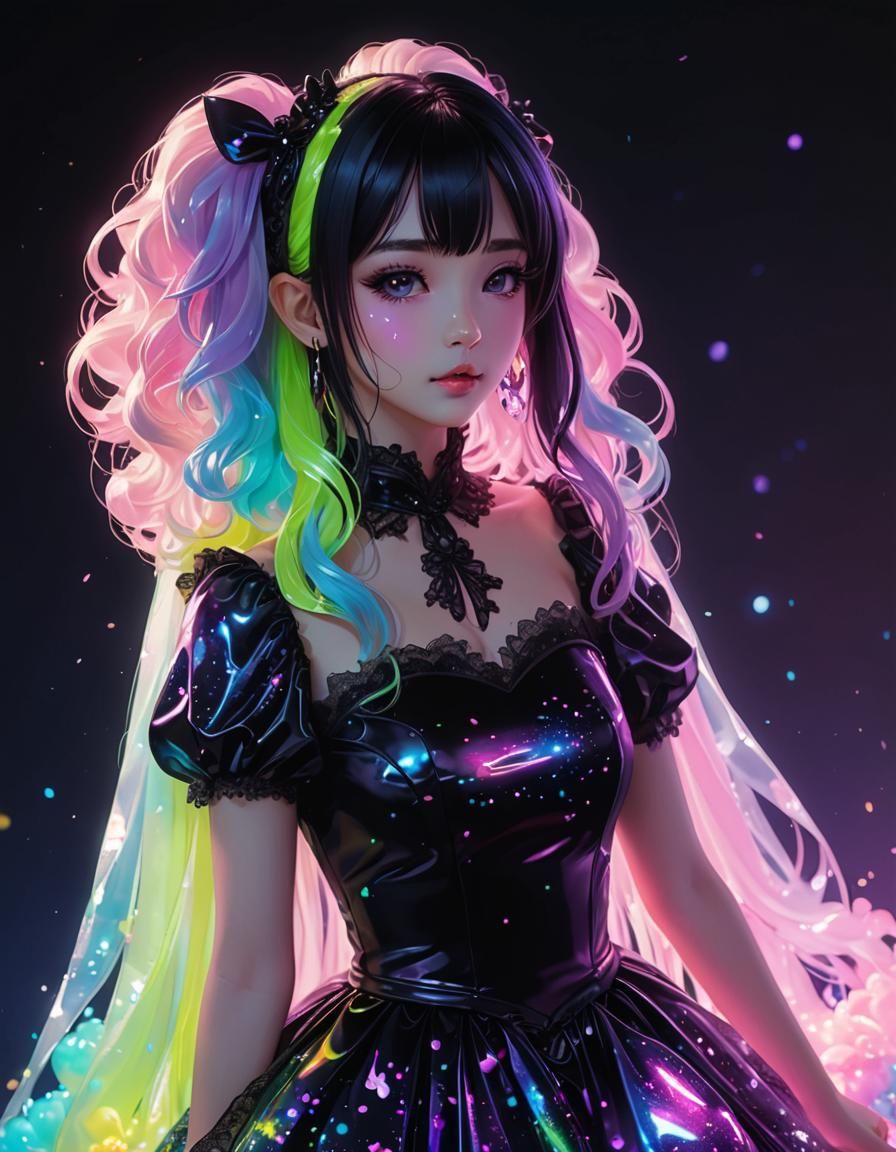 Holographic Purple Dress in Lisa Frank Style