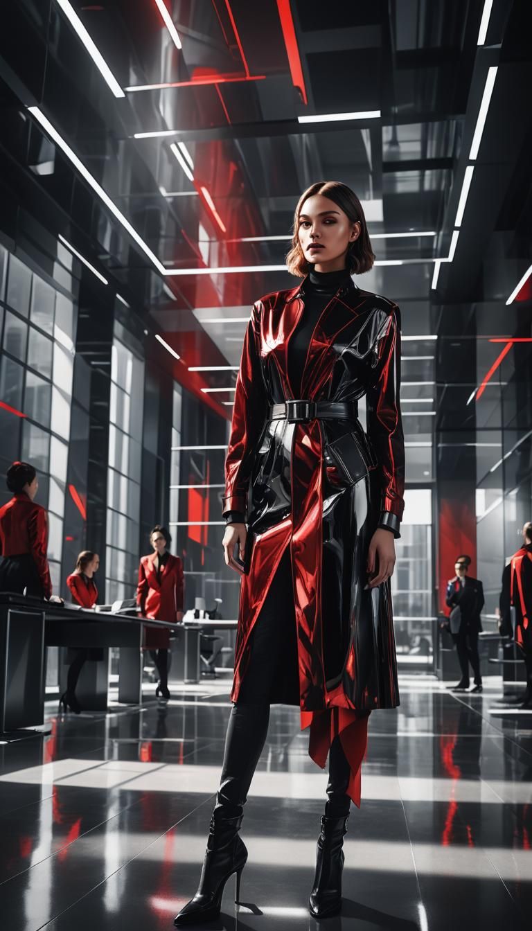 Elegant Woman in Modern Office Concept Art