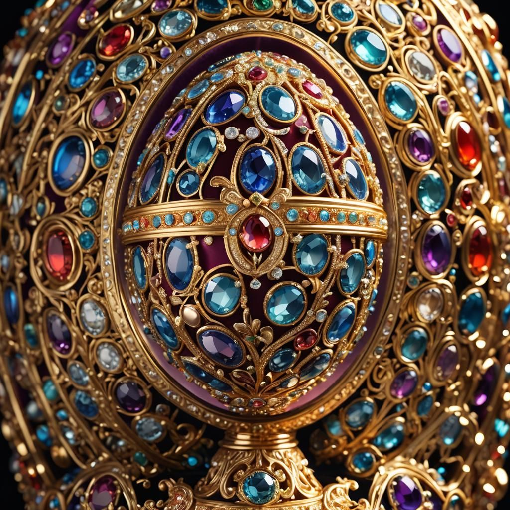 Gemstone Faberge Egg Macro in Vivid Digital Art