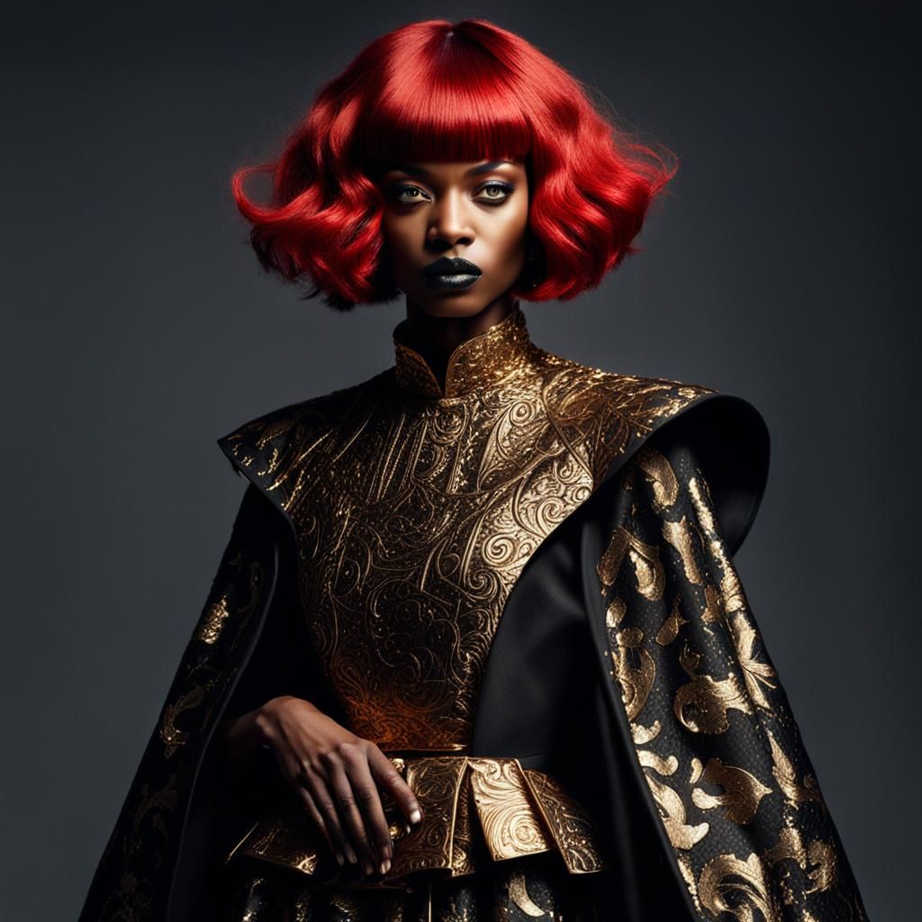 Edgy Alice Model in Regal Gold Fashion