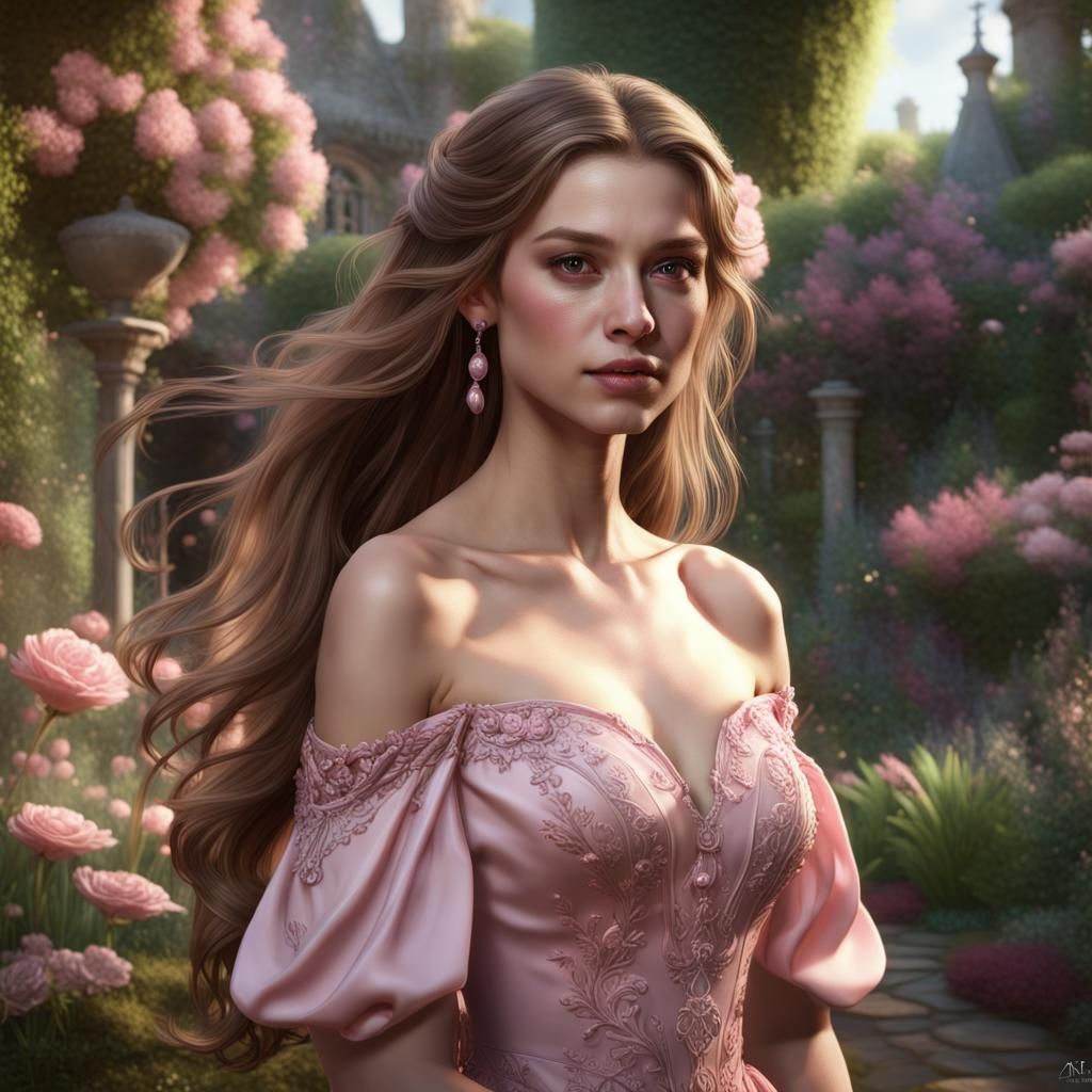 Elain Archeron in a Garden, Fantasy Art