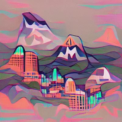 AI Generated Mountain City Landscape