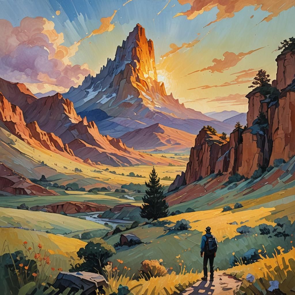 Figure vs Giant: Gouache Impressionist Painting