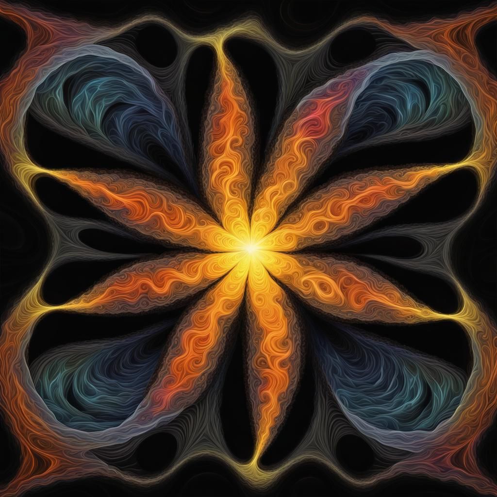 Vivid Impasto Star Surrounded by Coils