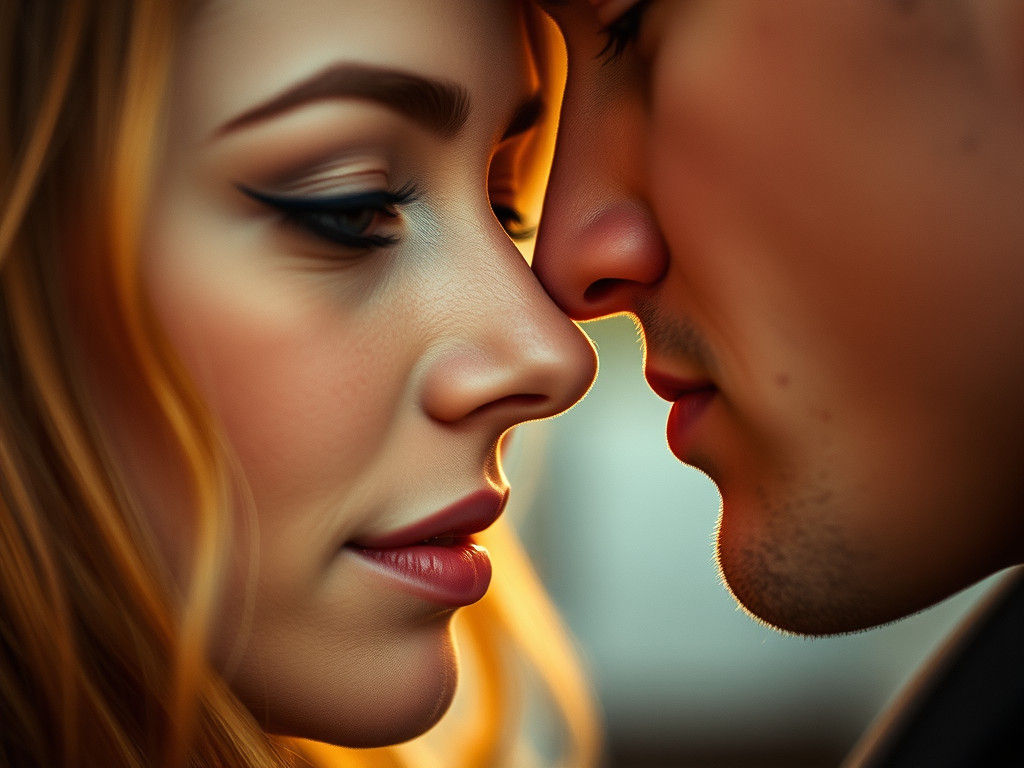 Tender Moment of Affectionate Gaze in Soft Warm Light
