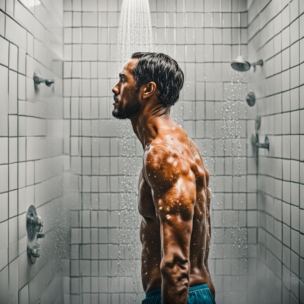 A Man Taking a Shower