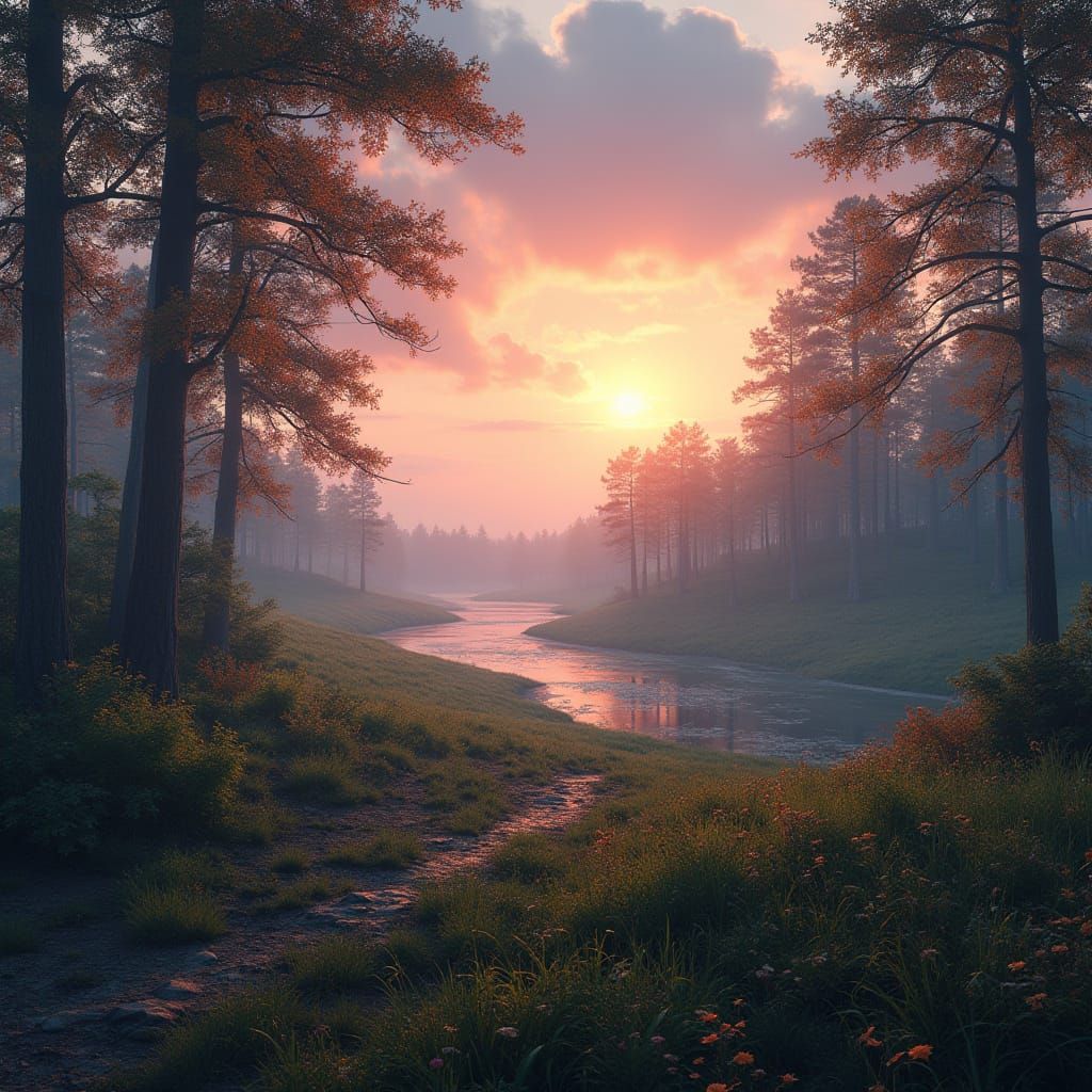 Serene Fantasy Landscape in the Style of Concept Art