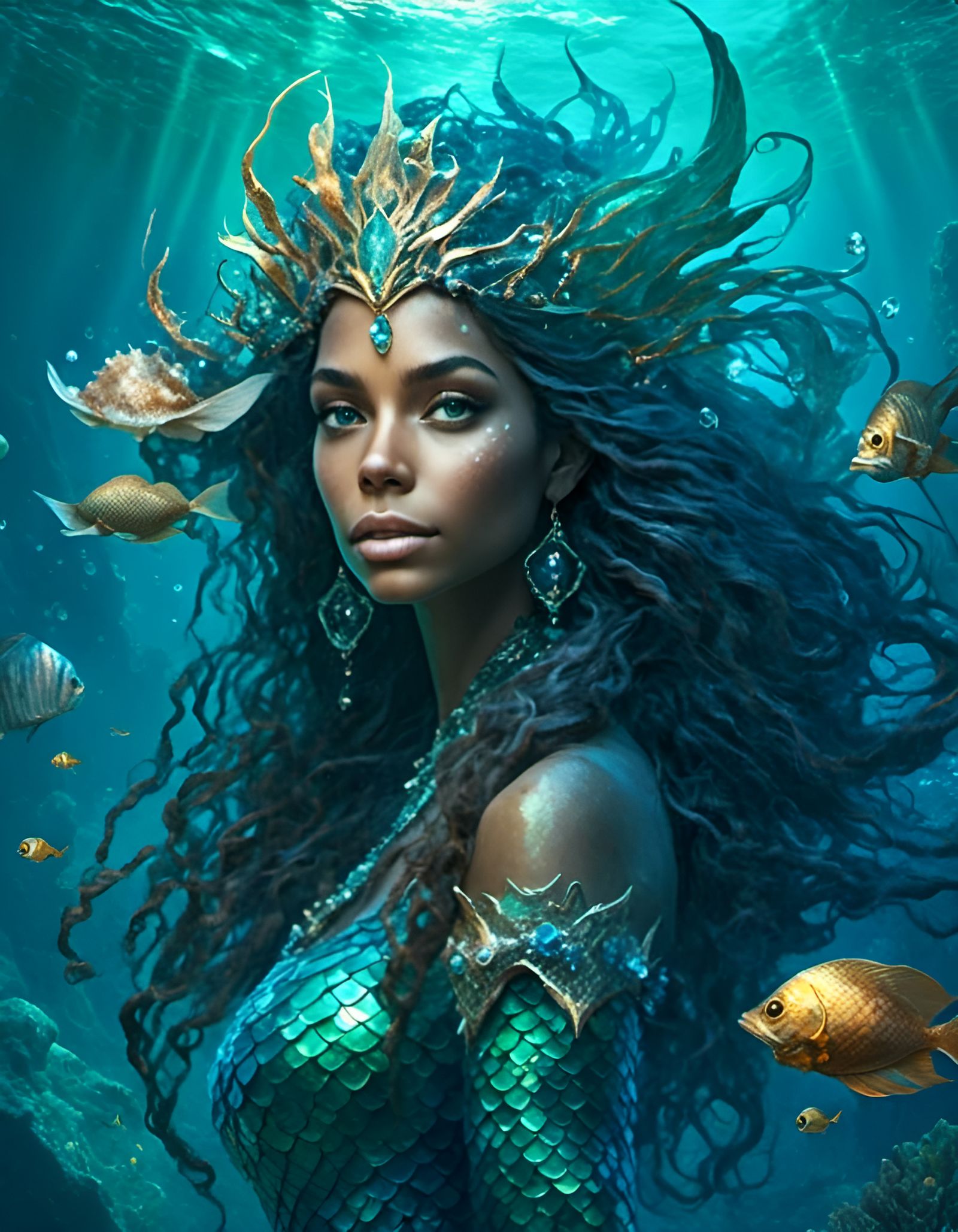 Mermaid Queen Portrait in Digital Concept Art