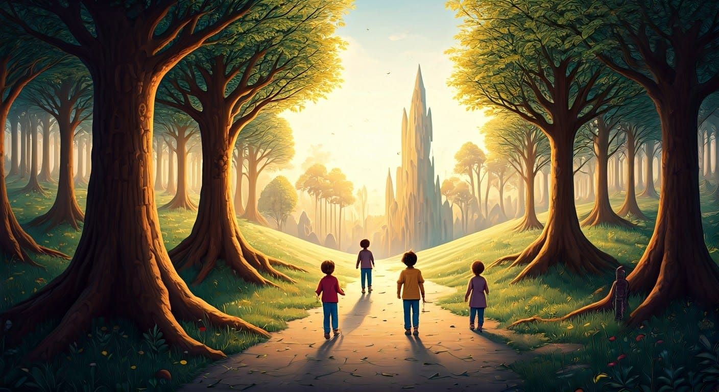 Whimsical Landscape of Words and Letters