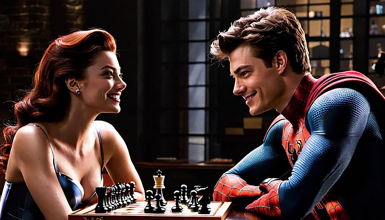 Peter Parker playing chess on Valentines day