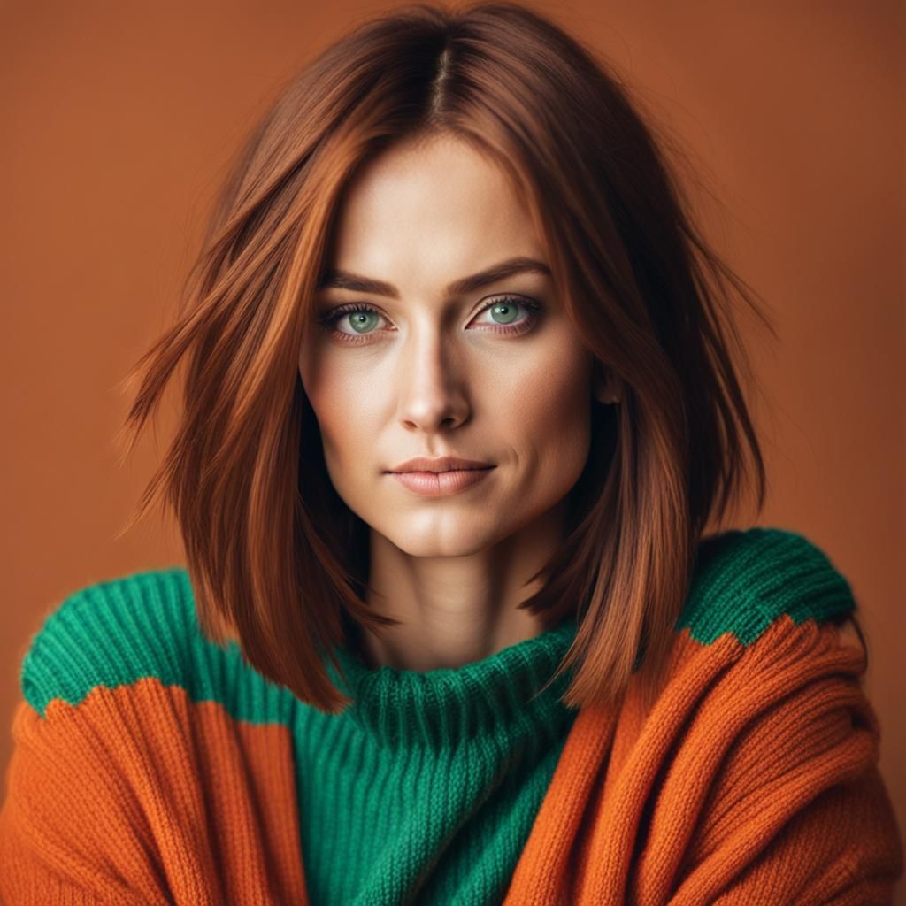Portrait of a Beautiful Woman with Red Hair