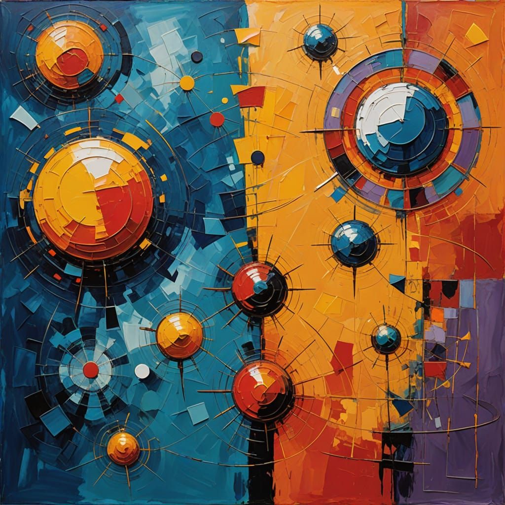 Vibrant Cubist Surrealist Masterpiece in Abstract Art