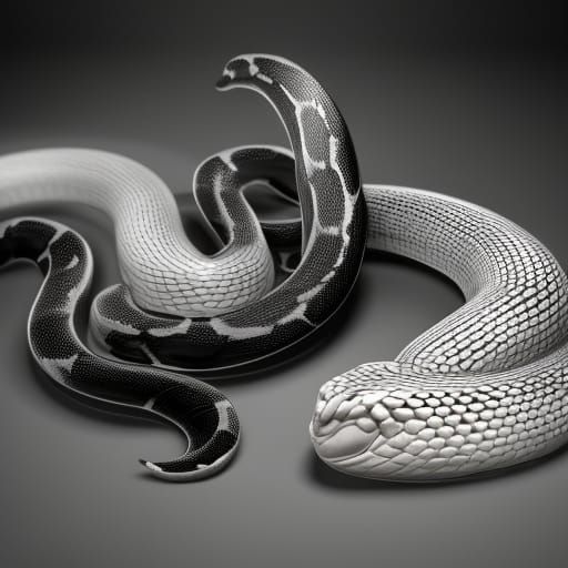 Two Snakes in Detailed 3D Rendering