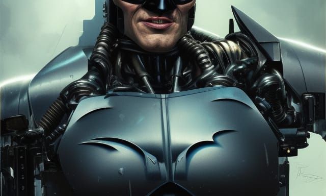 Cyborg Batman Portrait in Hyperdetailed Style