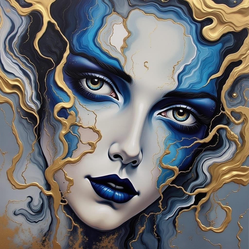 Cyberpunk Dreamscape in Muted Marble Hues