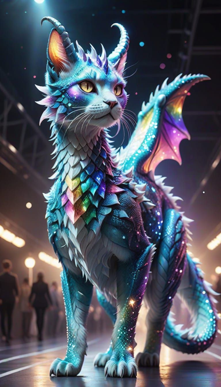 Dragon Cat in Ethereal Fashion