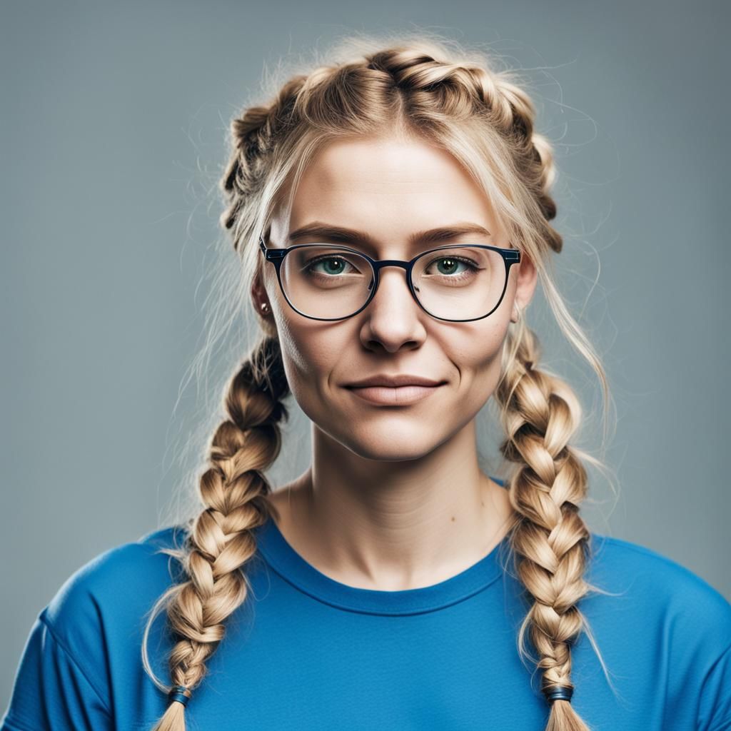Teenage Girl with Braces and Broken Glasses