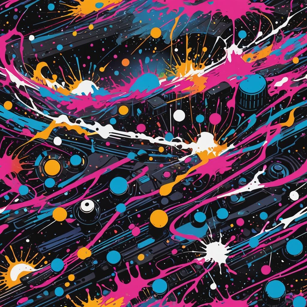 Futuristic Abstract Sound Waves in Neon Colors