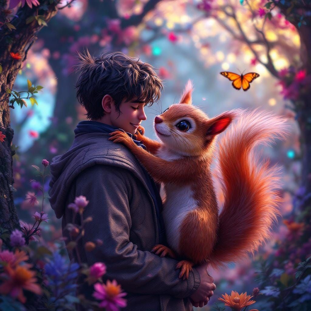 Whimsical Squirrel in Dreamlike Fantasy Art Style